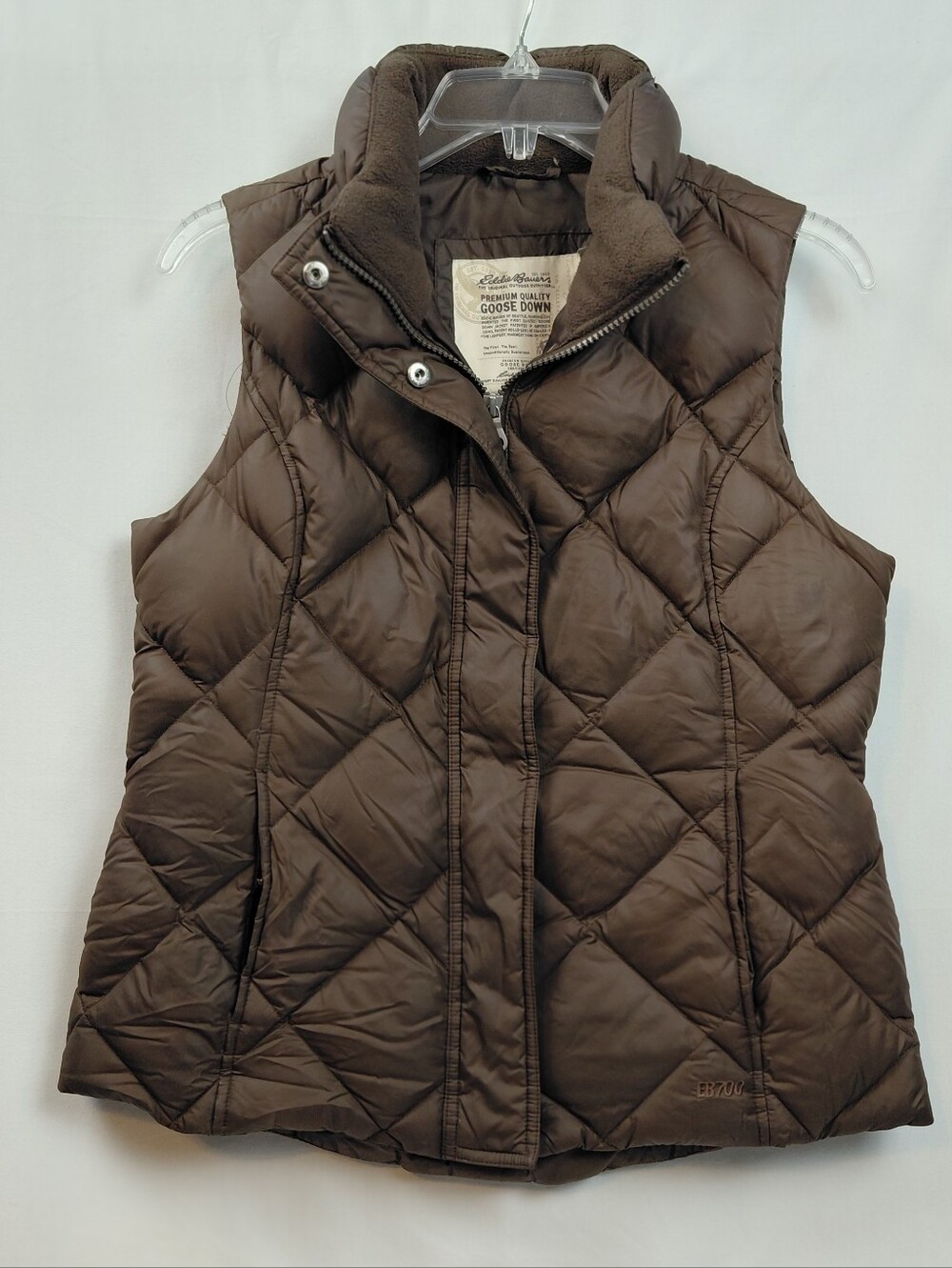 Eddie Bauer EB700 Fill‎ Power Goose Down Vest Women's Size Small Petite Brown